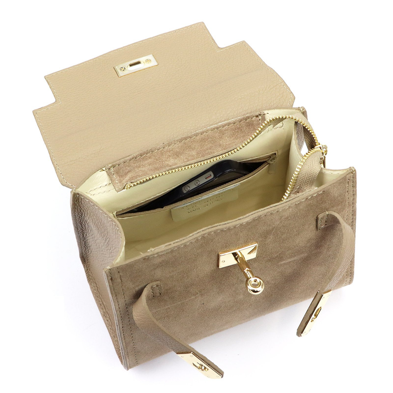 Zgrabny damski skórzany elegancki kuferek torebka na ramię z paskiem Luka