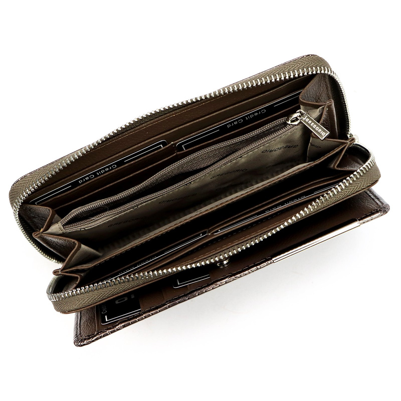 Skórzany duży lakierowany damski portfel Gregorio