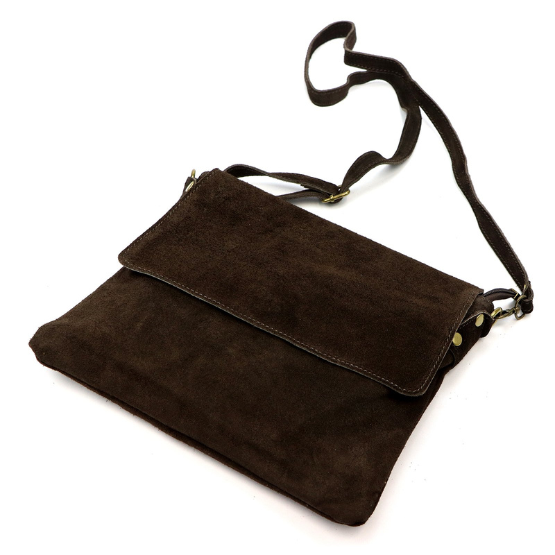 Vera Pelle damska listonoszka skóra naturalna zamsz torebka z kieszeniami