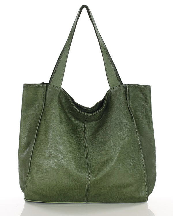 MARCO MAZZINI Torebka miejski shopper bag skóra naturalna handmade zielony