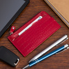 Etui na dokumenty karty czerwone skórzane skóra croco slim Beltimore J06
