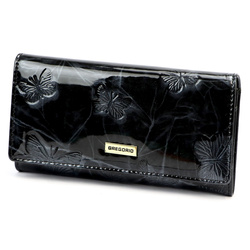 Podłużny Skórzany damski portfel w motyle Gregorio