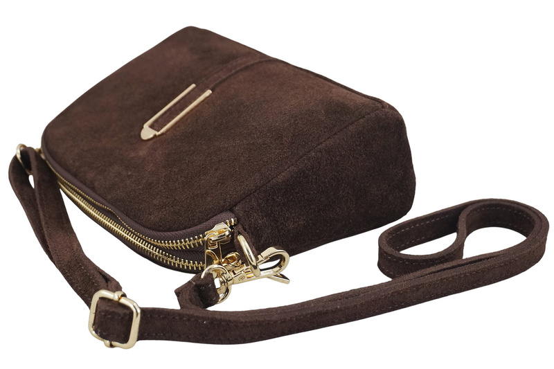 Mała torebka zamszowa wieczorowa - Brązowa