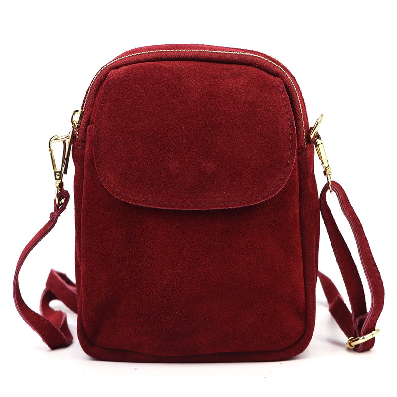 Luka Mała damska dwukomorowa listonoszka skórzana zamszowa przez ramię