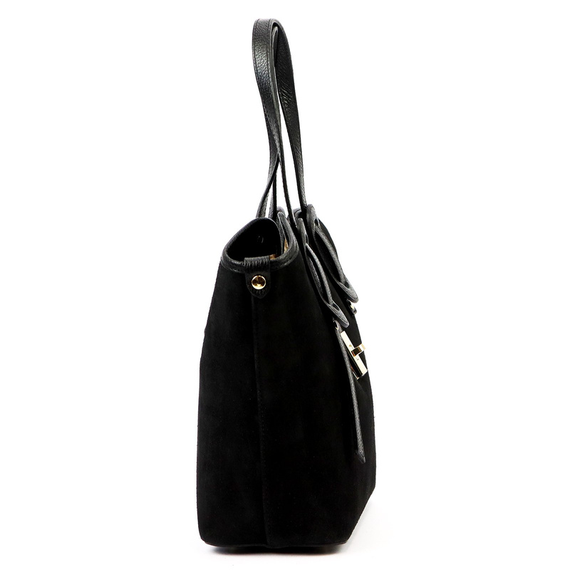 Luka Zamszowa skórzana damska shopperbag na ramię pojemna i stylowa