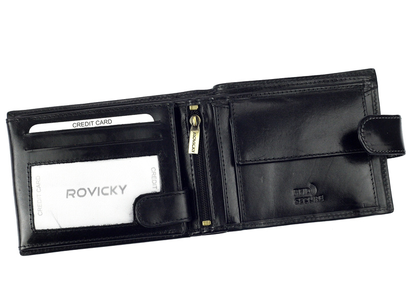 Zapinany Skórzany męski portfel Rovicky z RFID