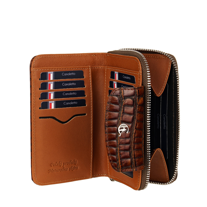 Damski portfel skórzany Canaletto – brązowy croco z RFID | Elegancja i bezpieczeństwo PD1445s299 RFID