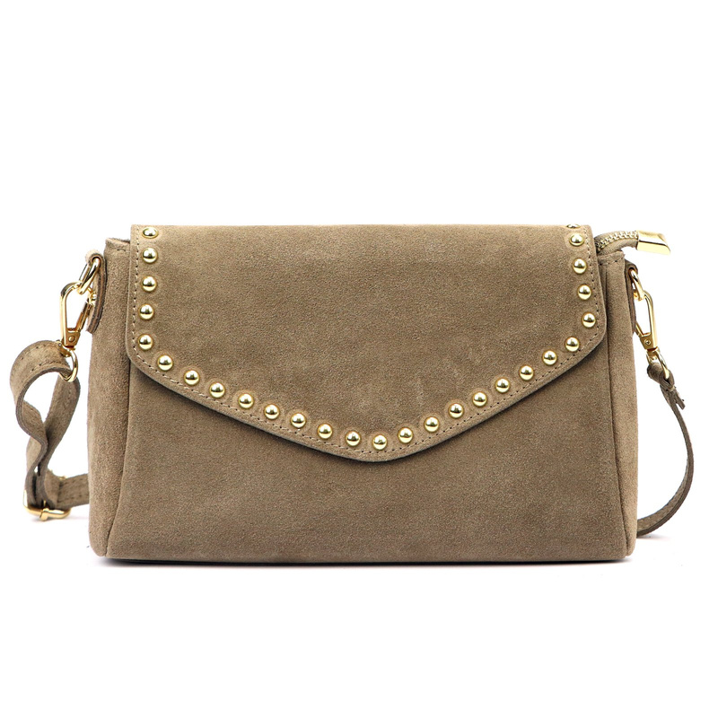 Vera Pelle damska listonoszka skórzana zamszowa torebka na ramię kieszenie