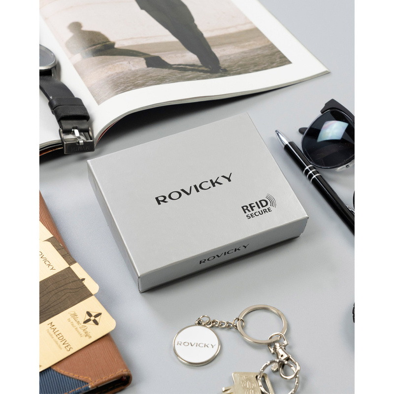 Skórzana banknotówka etui na karty z RFID Rovicky