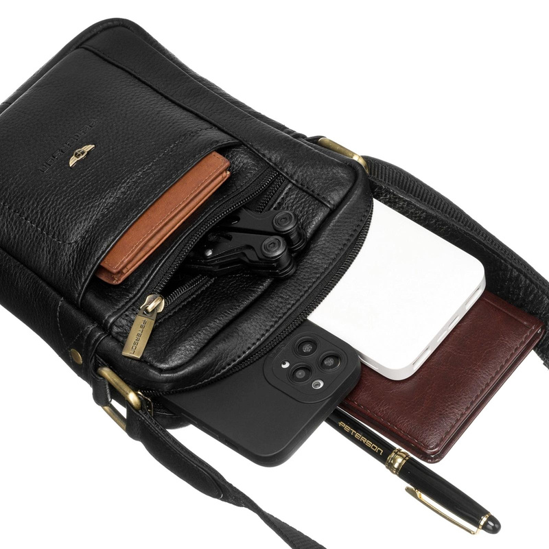 Saszetka męska z naturalnej skóry Peterson PTN 2505840-NDM