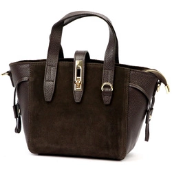 Luka Skórzany damski kuferek torebka do ręki z dopinanym paskiem elegancki