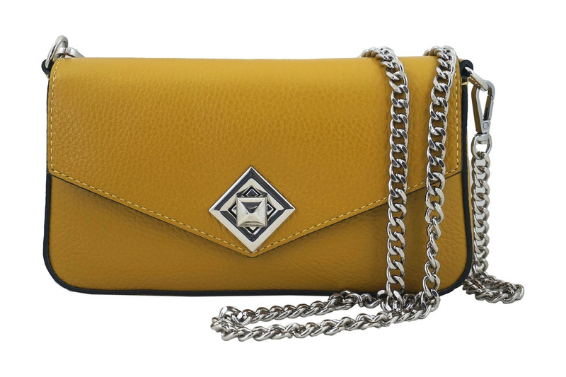 Modna torebka skórzana włoska - Żółte ciemne