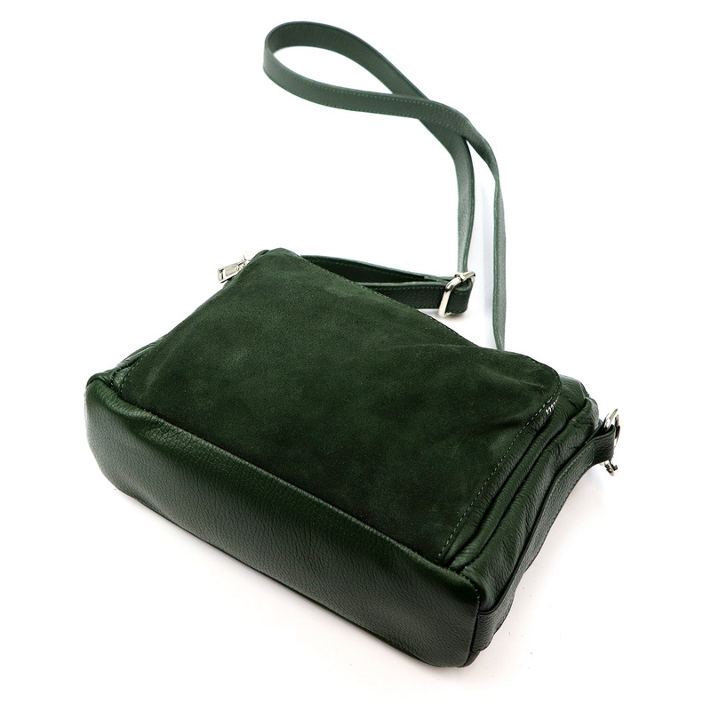 Luka damska listonoszka na ramię skóra naturalna dwie komory trzy kieszenie