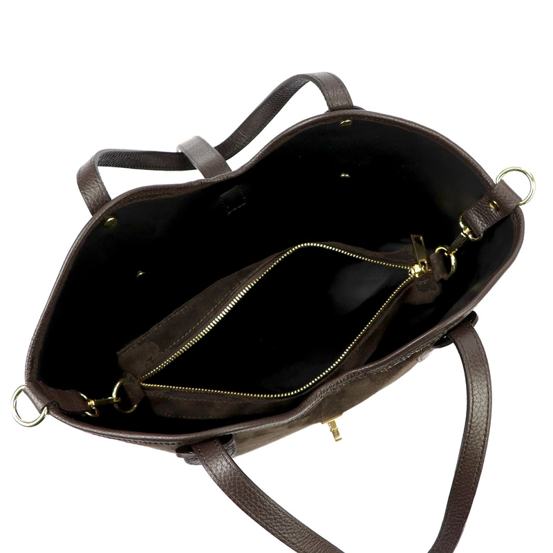 Luka Zamszowa skórzana damska shopperbag na ramię pojemna i stylowa