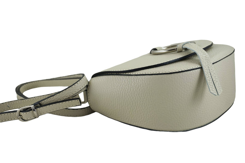 Damska skórzana listonoszka włoska - Beżowa jasna