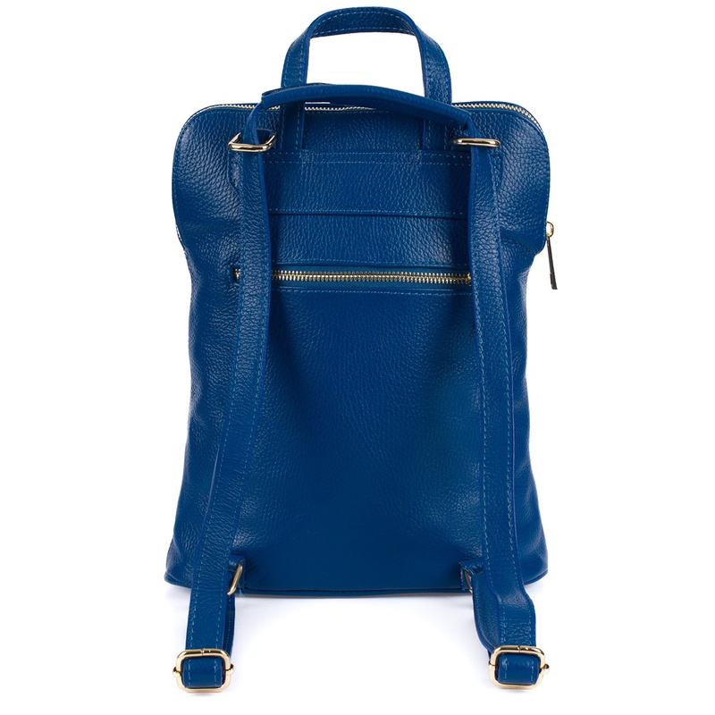 Skórzany plecak damski torba 2w1 elegancki A4 włoski pojemny niebieski Vera Pelle S40