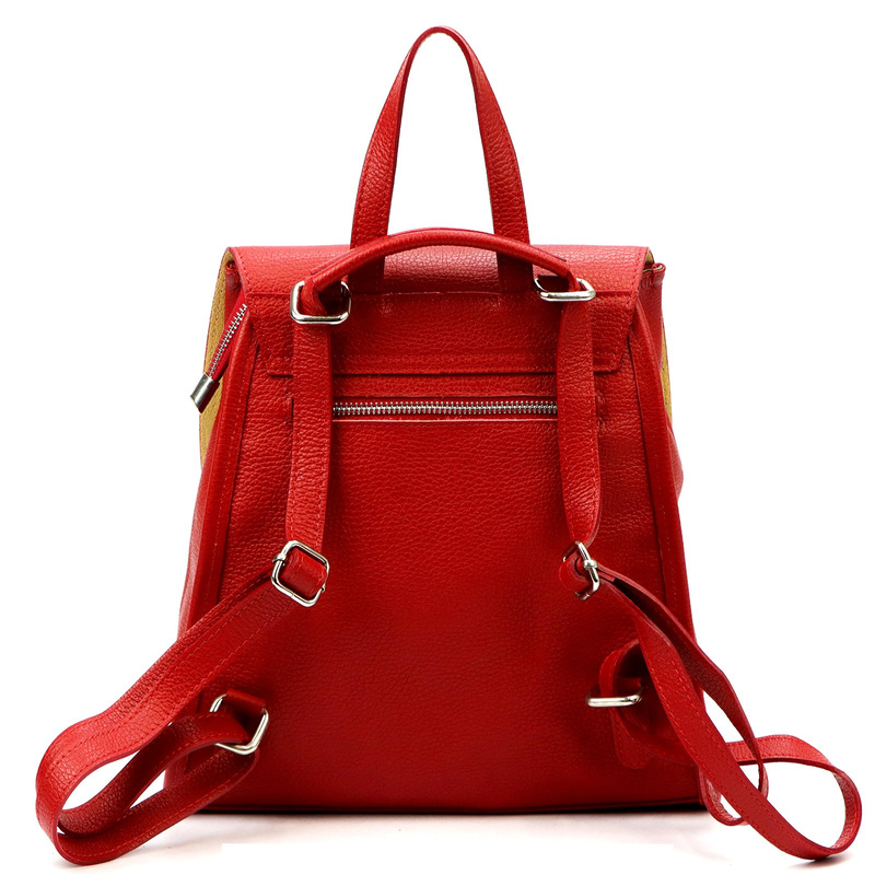 Damski funkcjonalny plecak-torebka skórzany pojemny miejski na ramię