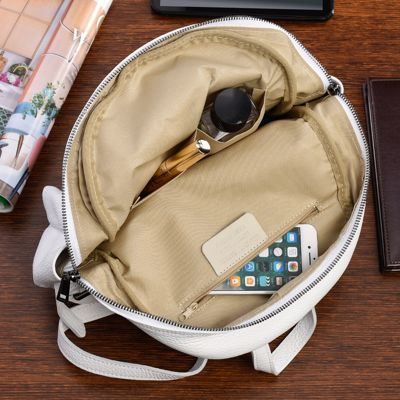 Biały mały skórzany plecak damski elegancki plecaczek A5 Beltimore P15