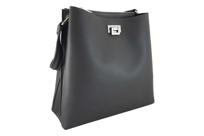 Duża torba damska skórzana na ramię - Brązowa jasna