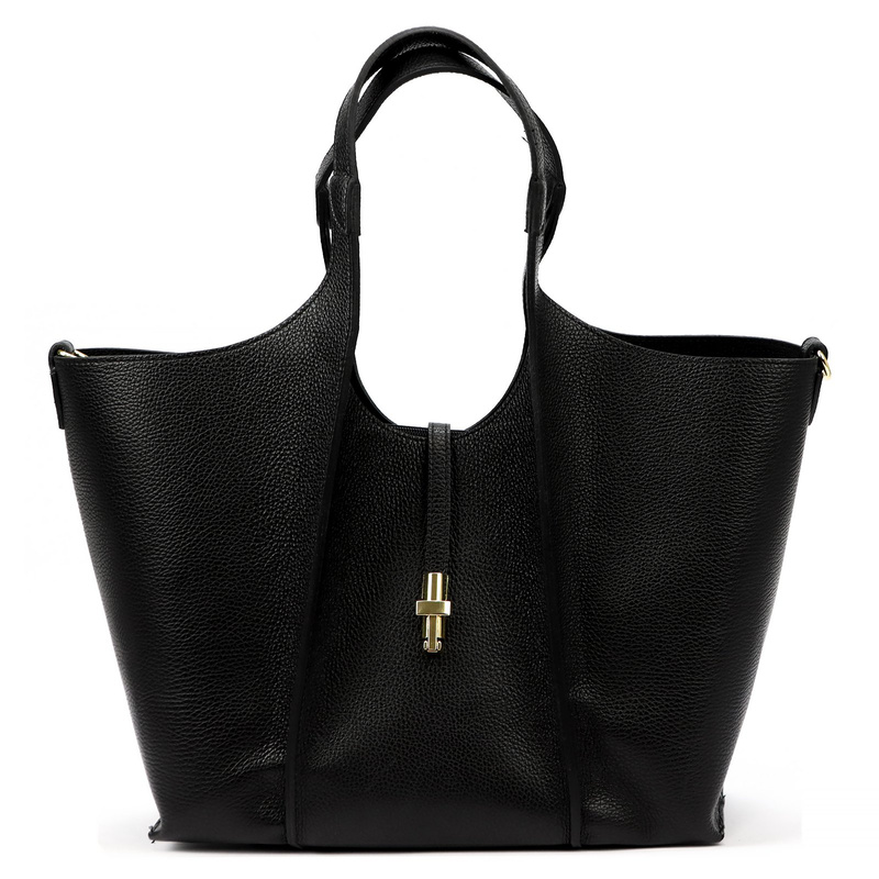 Vera Pelle damska torebka na ramię skóra naturalna shopperbag z paskiem