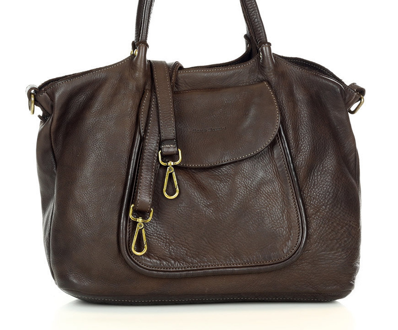 MARCO MAZZINI Torebka skórzana shopper bag ispirato dalla natura brąz
