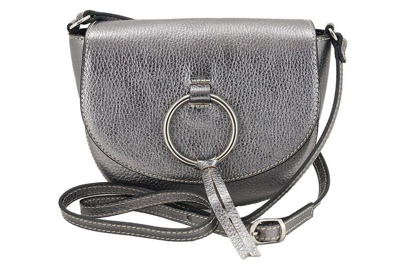 Damska skórzana listonoszka włoska - Srebrna