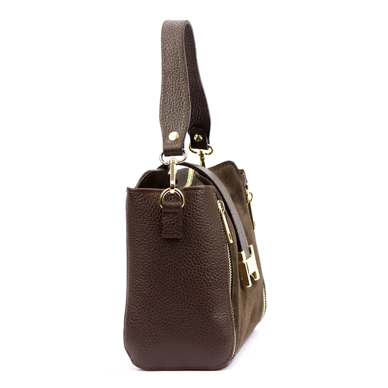 Listonoszka damska skórzana zamsz torebka z organizerem dwie komory Luka