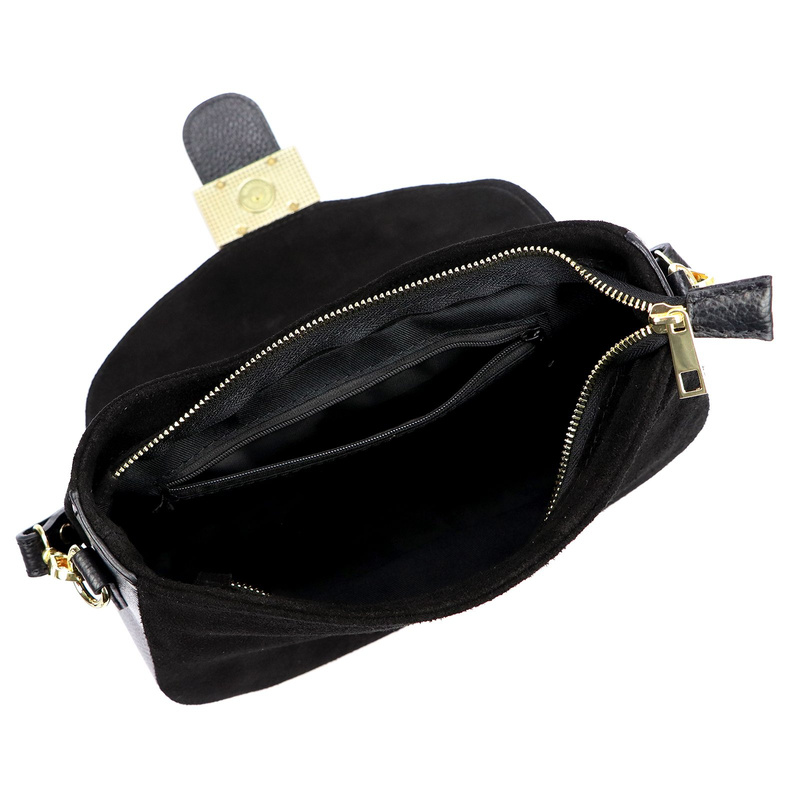 Vera Pelle Damska skórzana listonoszka torebka przez ramię z kieszenią