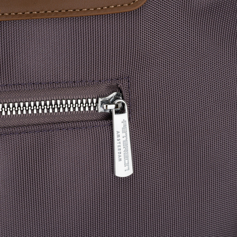 Duża shopperka damska w szarym kolorze, jednokomorowa, zawieszona na uchwytach i doczepianym pasku - Peterson