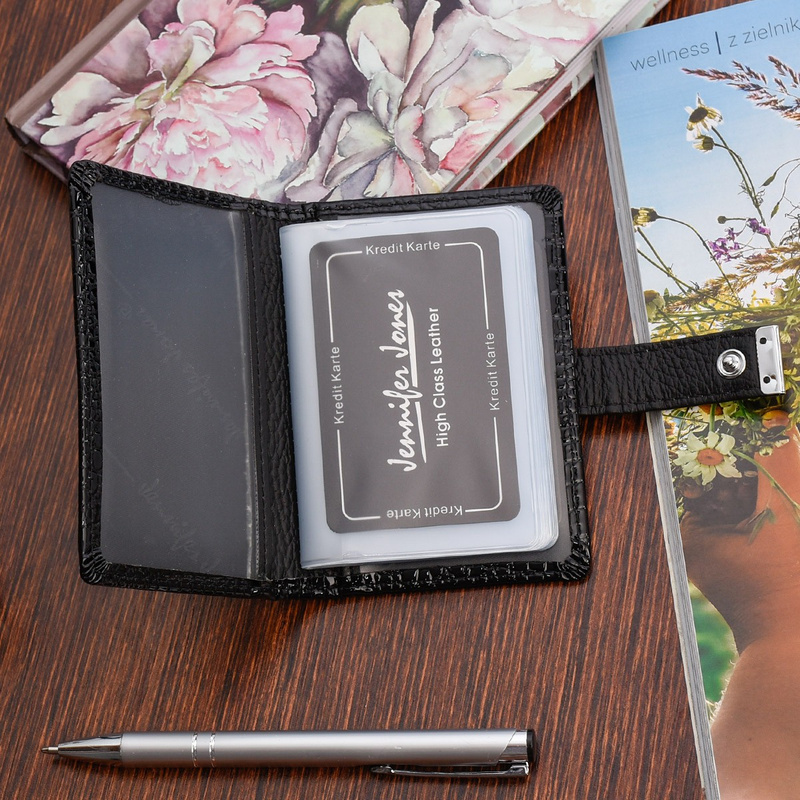 Etui skórzane na dokumenty karty okładka skóra naturalna wizytownik czarny M32