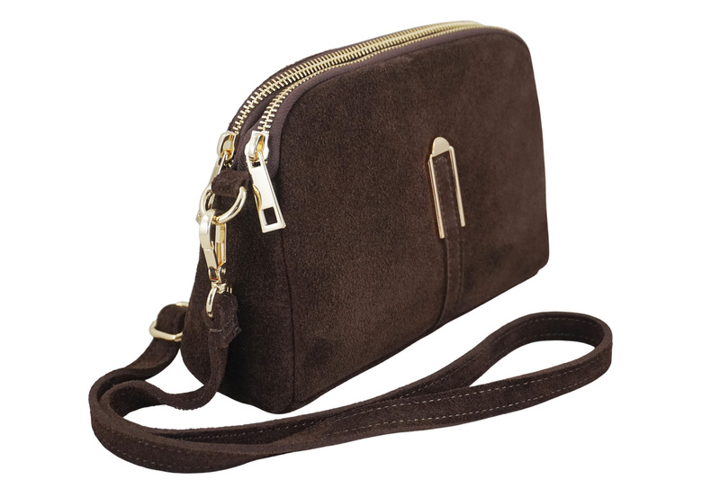 Mała torebka zamszowa wieczorowa - Brązowa