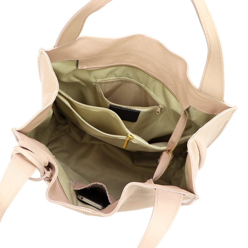 Duża Skórzana shopperbag damska torebka na ramię dwukomorowa Gregorio