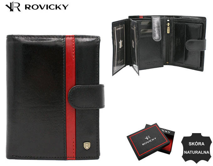 Męski pojemny skórzany portfel z RFID od Rovicky