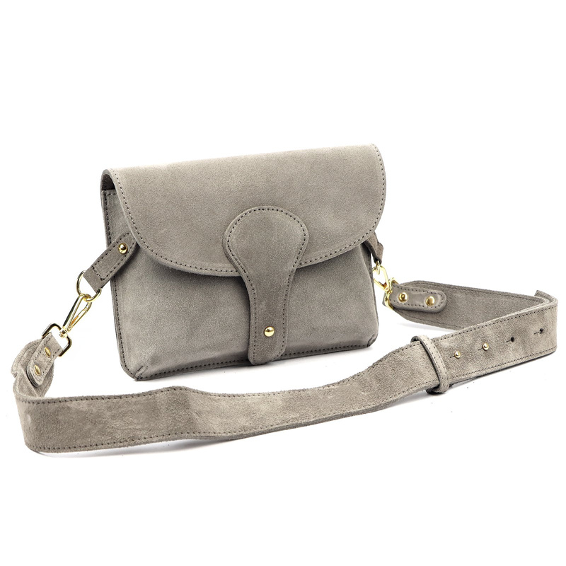 Luka zamszowa damska listonoszka torebka na ramię skórzana z kieszenią