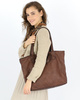 Torba damska pleciona shopper & shoulder leather bag MARCO MAZZINI brąz