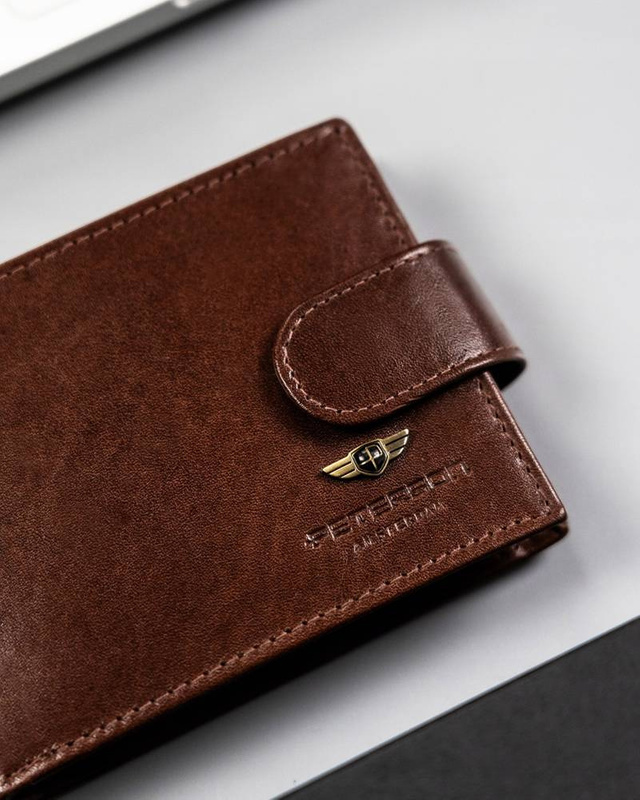 Duży, skórzany portfel męski na zatrzask — Peterson