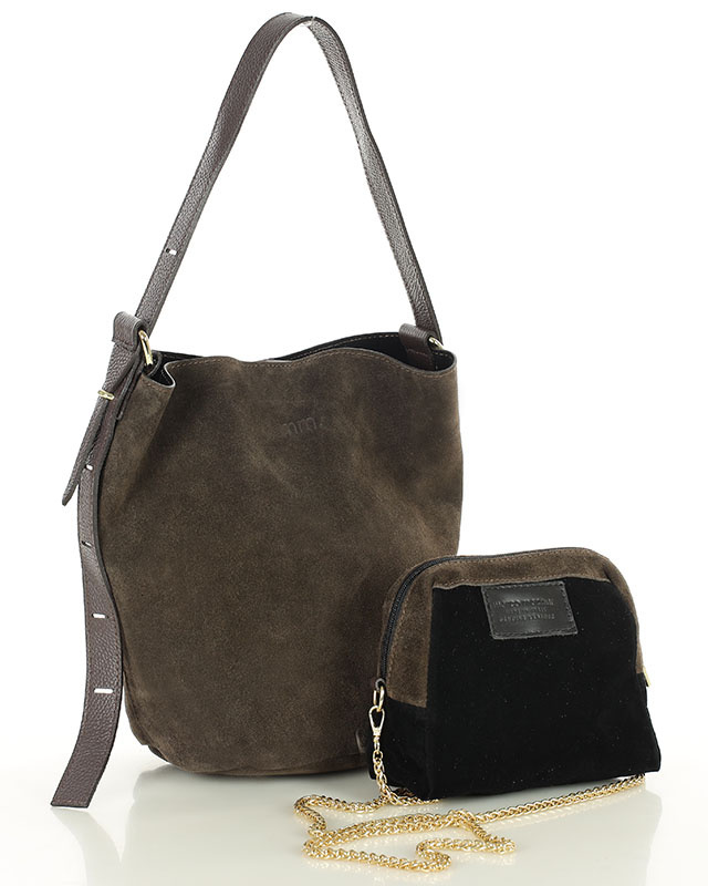 Torebka damska worek hobo bag skóra naturalna - MARCO MAZZINI czarna