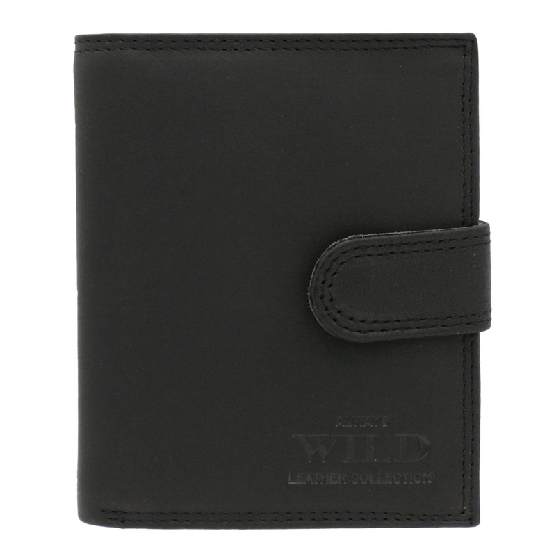 Wild męski portfel skóra naturalna rozbudowany pionowy zamykany na zatrzask