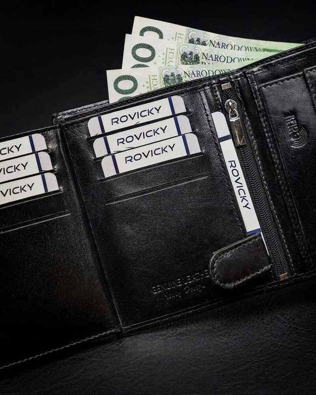 Skórzany męski portfel Rovicky N4-RVT RFID