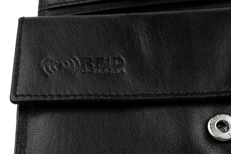 Damski portfel skórzany czarny duży RFiD Beltimore 036