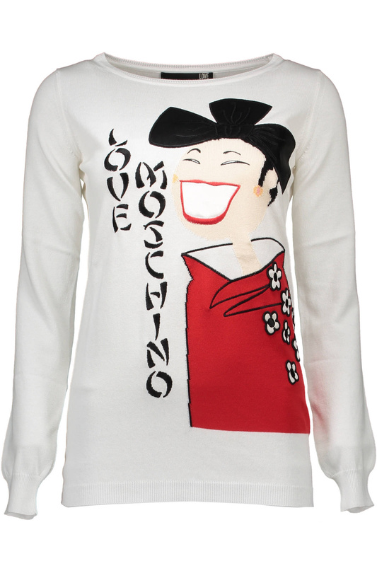 BIA�Y SWETER LOVE MOSCHINO DAMSKI