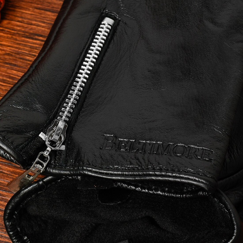 Rękawiczki skórzane damskie czarne polar BELTIMORE  K27