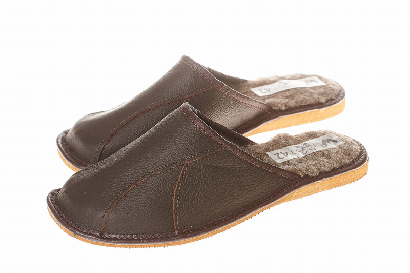 Wójciak Podhale zabudowane męskie kapcie ze skóry naturalnej ocieplane