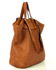 Torba damska pleciona shopper & shoulder leather bag - MARCO MAZZINI brąz karmel