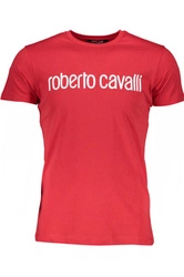 ROBERTO CAVALLI MĘSKI T-SHIRT Z KRÓTKIM RĘKAWEM CZERWONY
