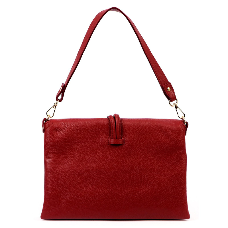 Elegancka damska skórzana listonoszka torebka na ramię z paskiem Luka