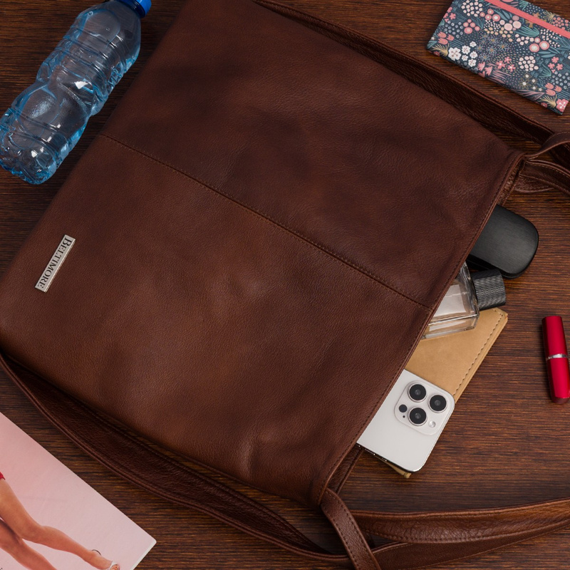 Plecak Torebka Skórzana damska A4 worek Beltimore brązowa U37