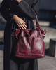 Torebka skórzana XL shopper vintage bag z kieszeniami vera pelle - MARCO MAZZINI burgund