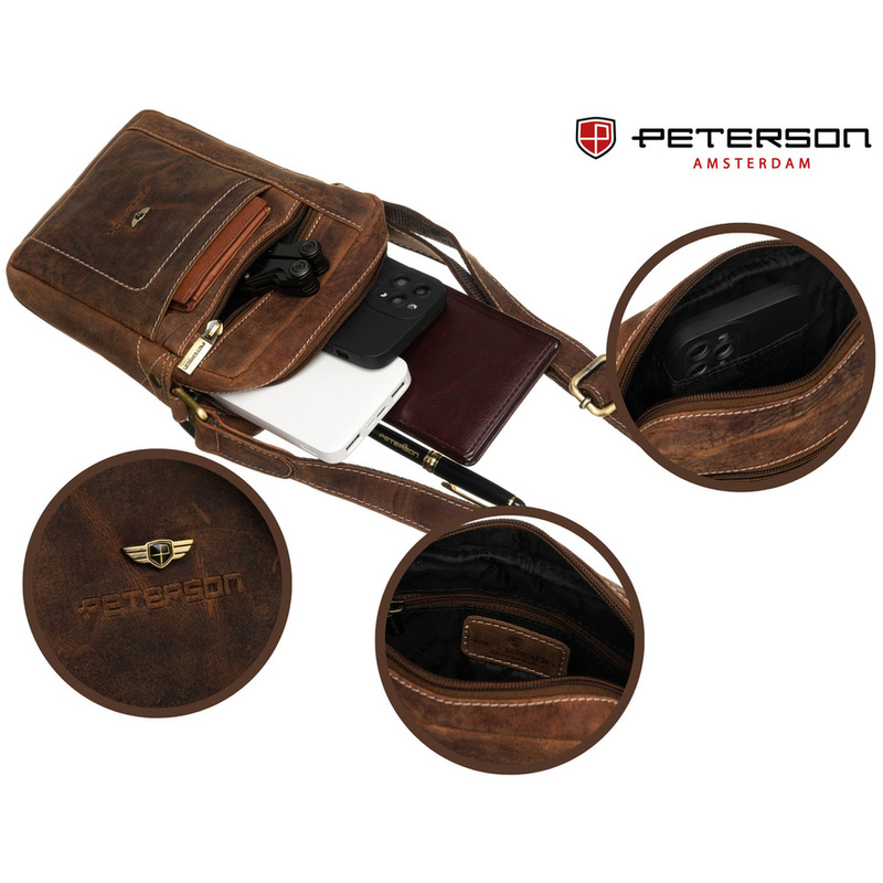 Saszetka męska z naturalnej skóry Peterson PTN 2505840-NSH