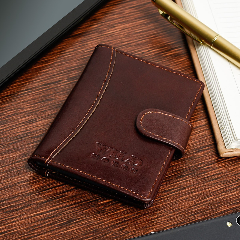 Etui skórzane na wizytówki karty  wild horse brązowe G79